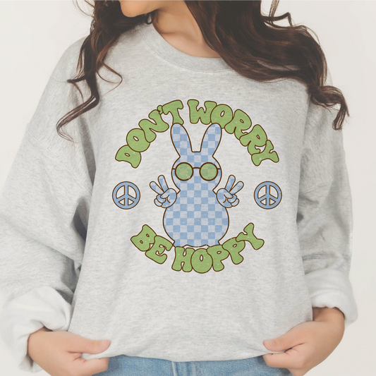 Don't Worry Be Hoppy PNG SVG | Groovy Easter Sublimation | Cute Bunny T shirt Design