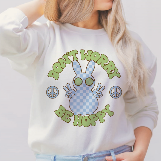 Don't Worry Be Hoppy PNG SVG | Groovy Easter Sublimation | Cute Bunny T shirt Design