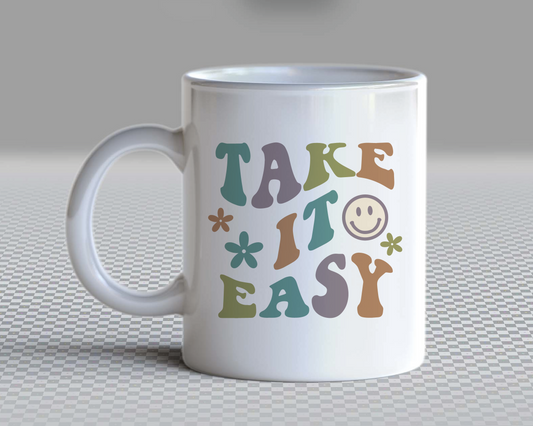 Take It Easy SVG PNG | Smile Face Sublimation | Inspirational | Retro Vintage T shirt Design