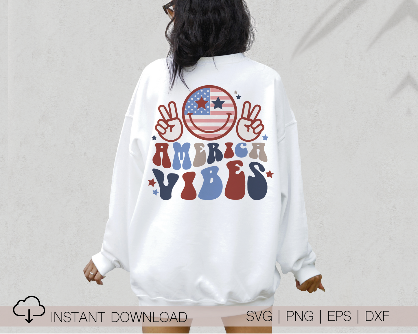 America Vibes SVG PNG | American Smile Face Sublimation | Fourth of July | Retro Vintage T shirt Design