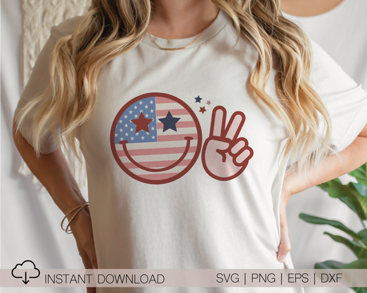 Retro Smile America SVG PNG | 4th of July Patriotic Sublimation | Fourth of July | Retro Vintage T shirt Design