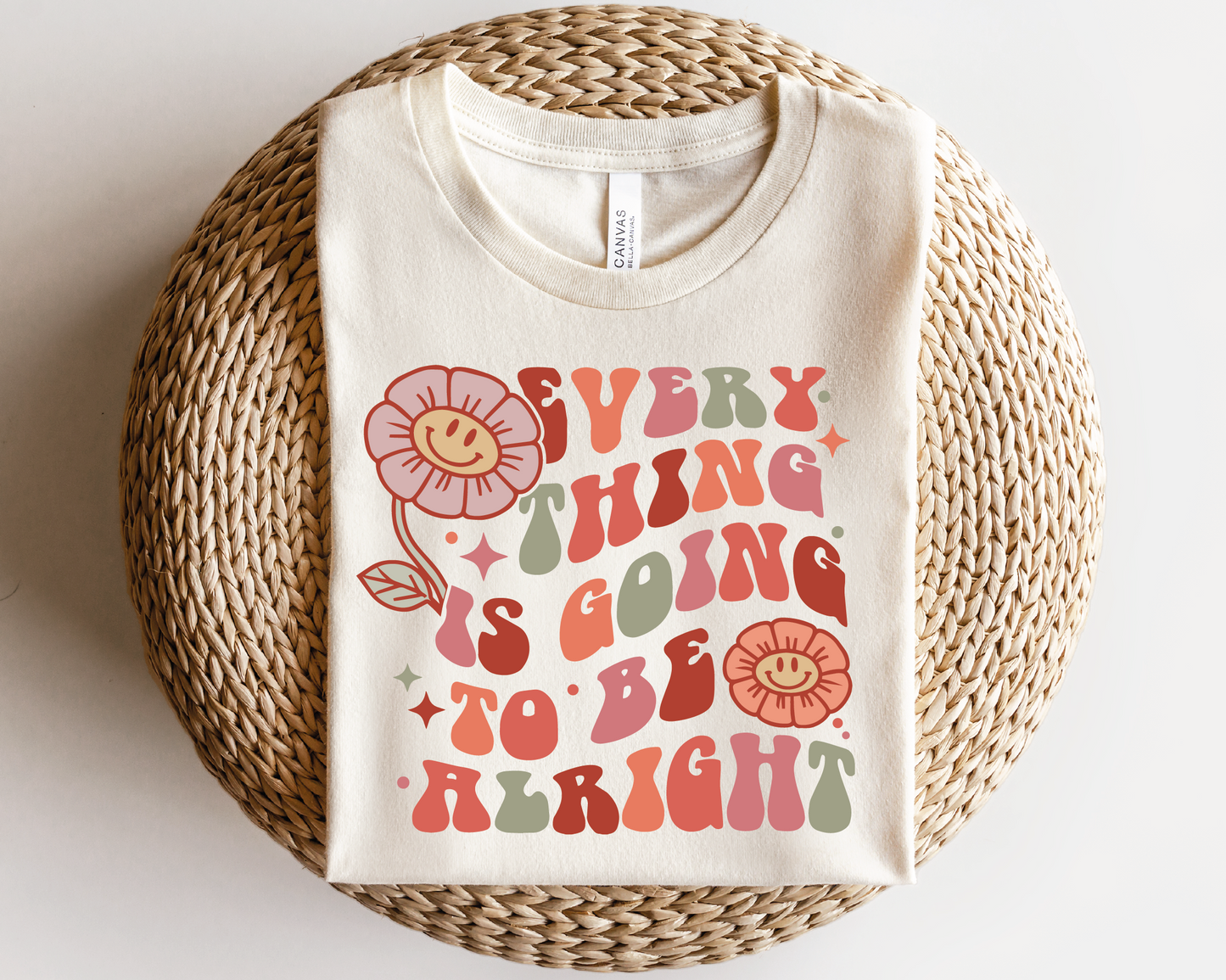 Everything Is Going To Be Alright SVG PNG | Smile Flower Sublimation | Inspirational | Retro Vintage T shirt Design