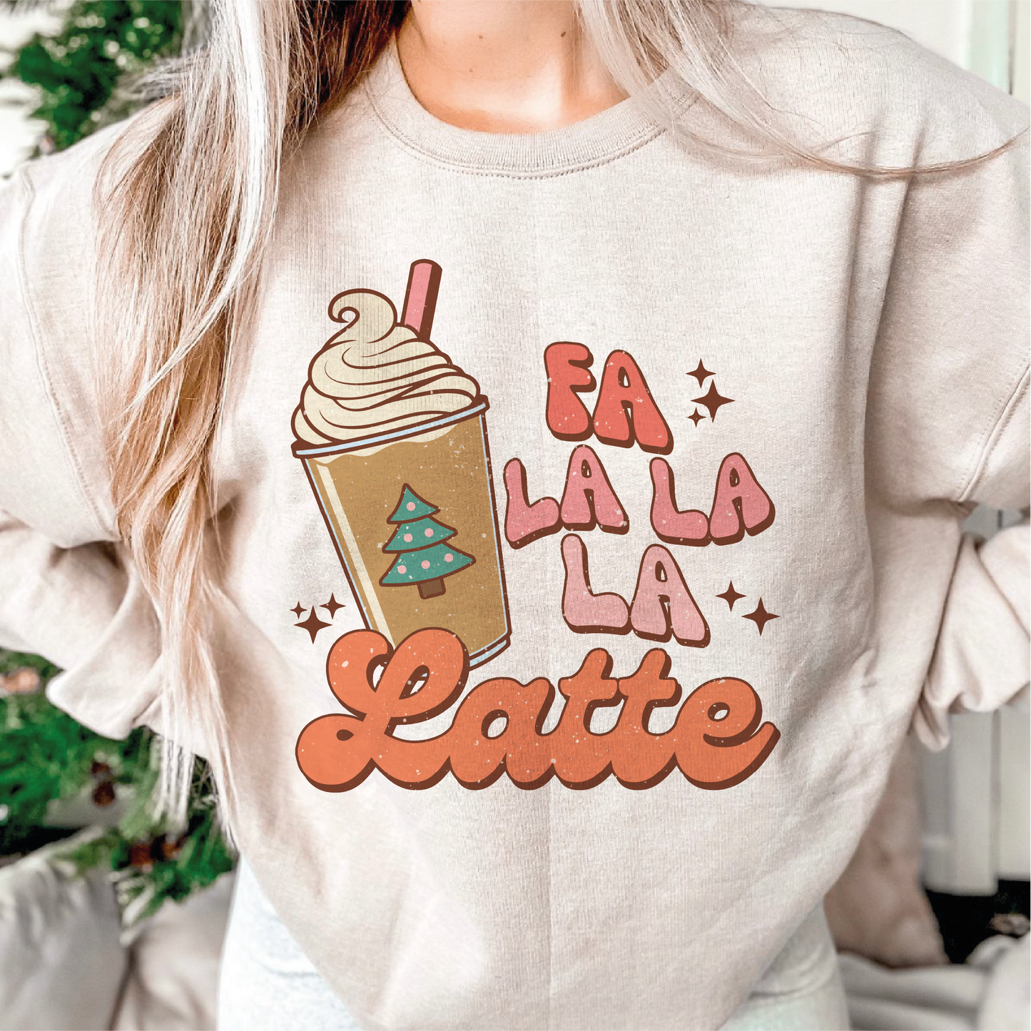 Fa La La La Latte SVG PNG | Christmas Sublimation | Groovy Christmas | T shirt Design Cut file