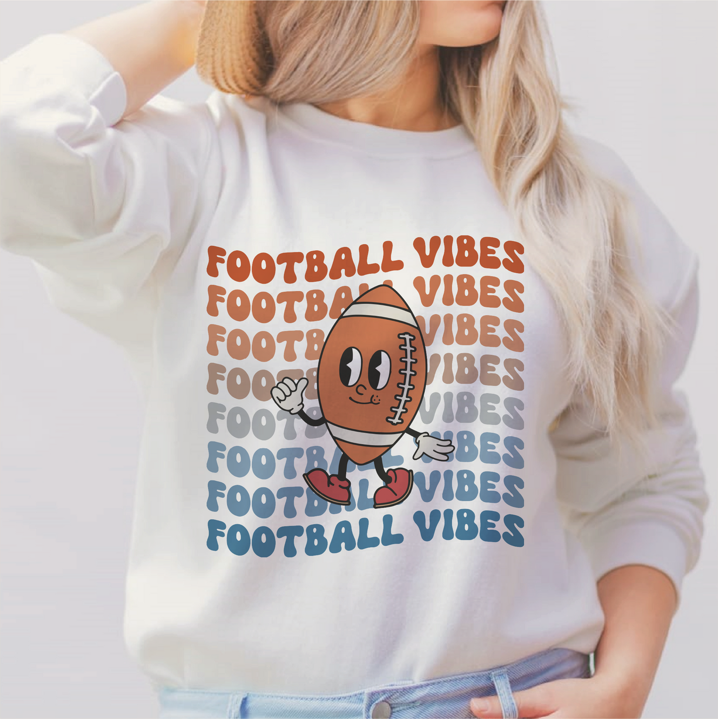 Football Vibes SVG PNG | Retro Football Character Sublimation | Groovy T shirt Design