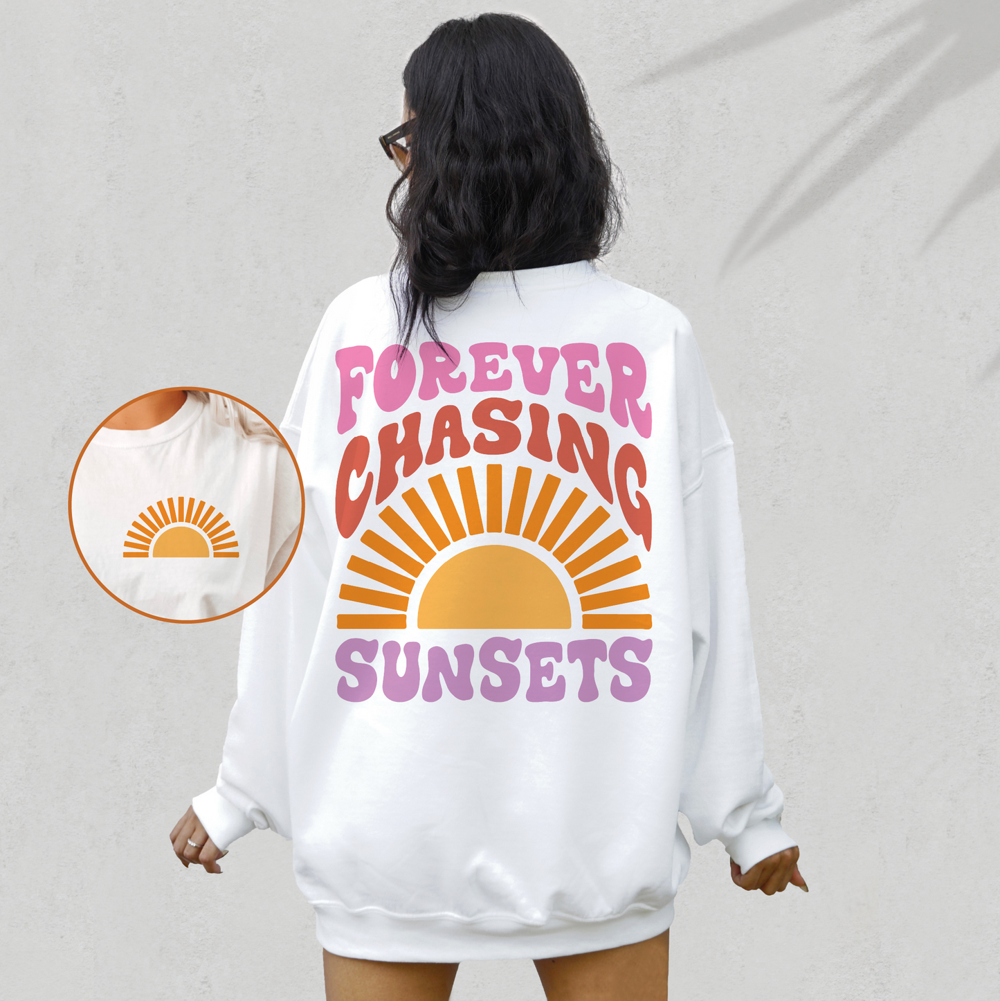 Forever Chasing Sunsets PNG SVG | Retro Summer Sublimation | Beach T shirt Design