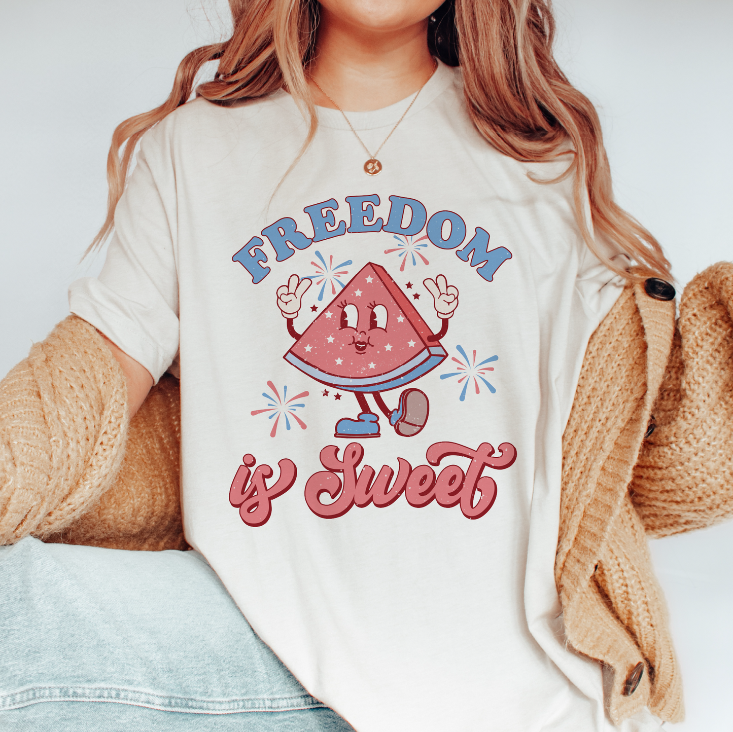 Freedom is Sweet SVG PNG | Watermelon 4th of July Sublimation | Retro T shirt Design