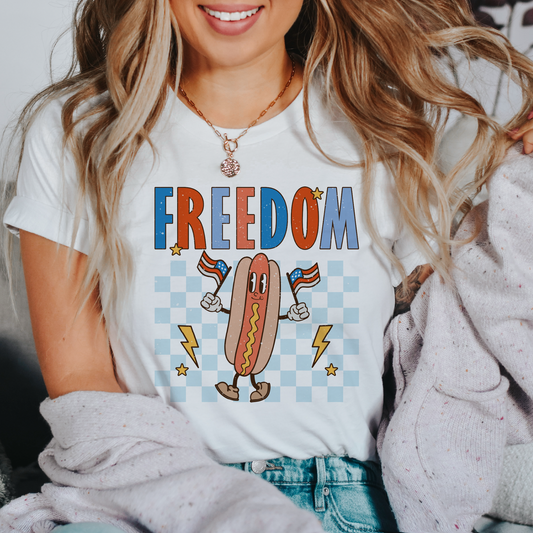 Freedom SVG PNG | Retro 4th of July Sublimation | Hot Dog | Patriotic T shirt Design