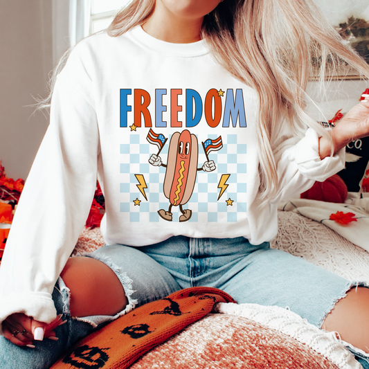 Freedom SVG PNG | Retro 4th of July Sublimation | Hot Dog | Patriotic T shirt Design