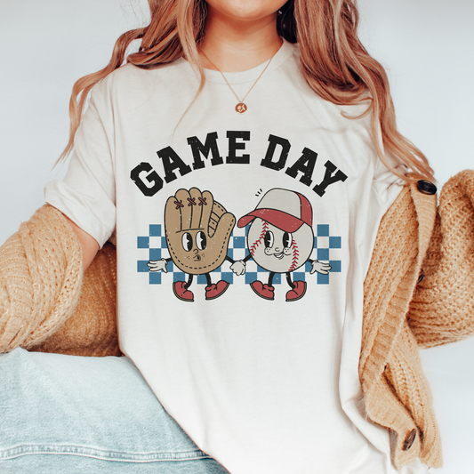 Game Day SVG PNG | Retro Baseball Characters Sublimation | Groovy T shirt Design