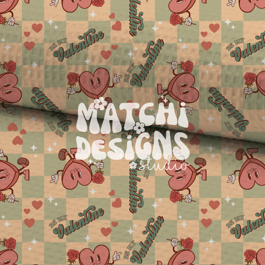 Boy Valentines Seamless Pattern, Groovy Heart Be My Valentine, Repeat Pattern for Fabric Sublimation