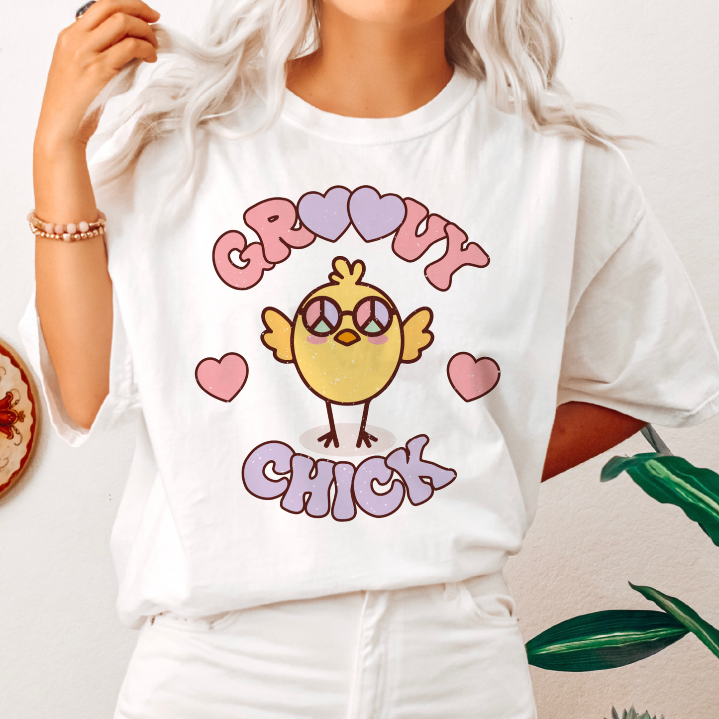 Groovy Chick PNG SVG | Retro Easter Sublimation | Funny Easter T shirt Design