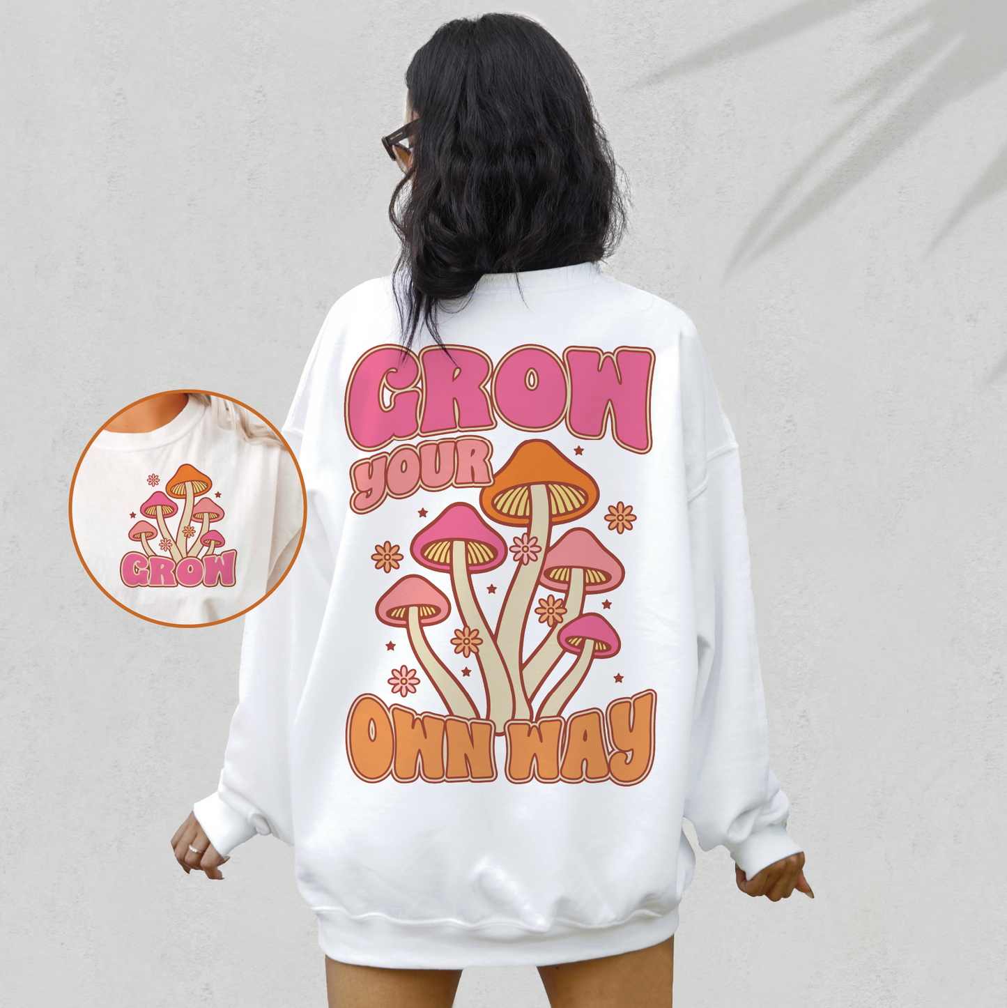 Grow Your Own Way PNG SVG | Retro Mushrooms Sublimation | T shirt Design + pocket