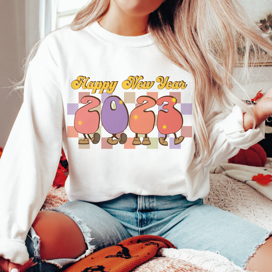 Happy New Year 2023 SVG PNG | Groovy New Year's Sublimation | T shirt Design Cut file