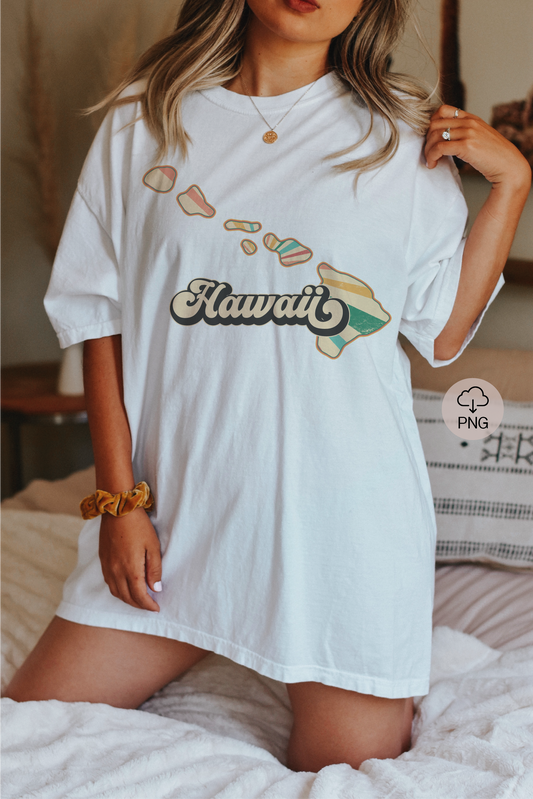 Hawaii PNG | Vintage Hawaii State Sublimation | Retro Distressed T shirt Design