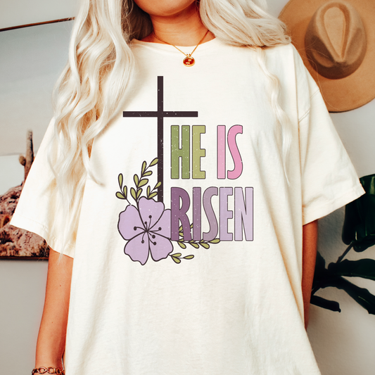 He is Risen PNG SVG | Christian Easter Sublimation | Easter Cross T shirt Design