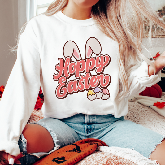 Hoppy Easter PNG SVG | Groovy Easter Sublimation | Bunny Ears T shirt Design