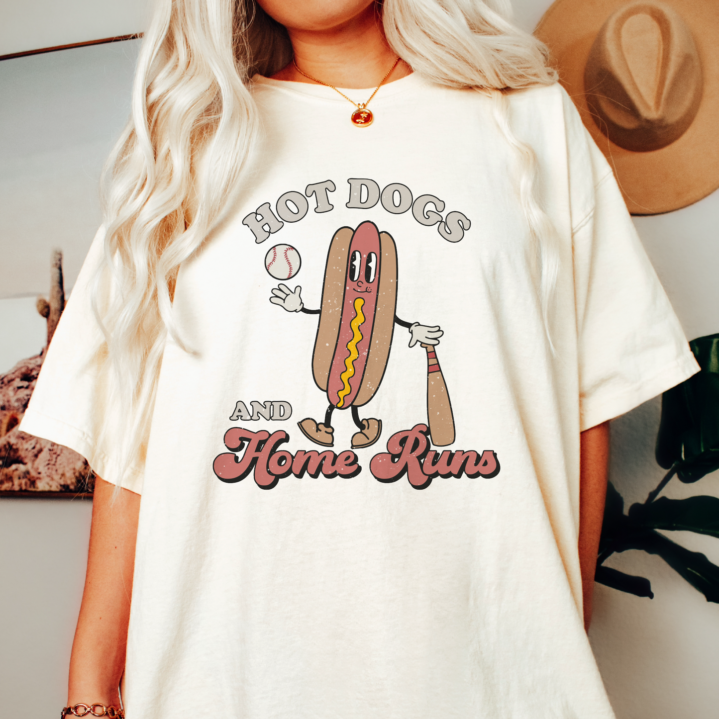 Hot Dogs and Home Runs SVG PNG | Retro Baseball Sublimation | Groovy T shirt Design