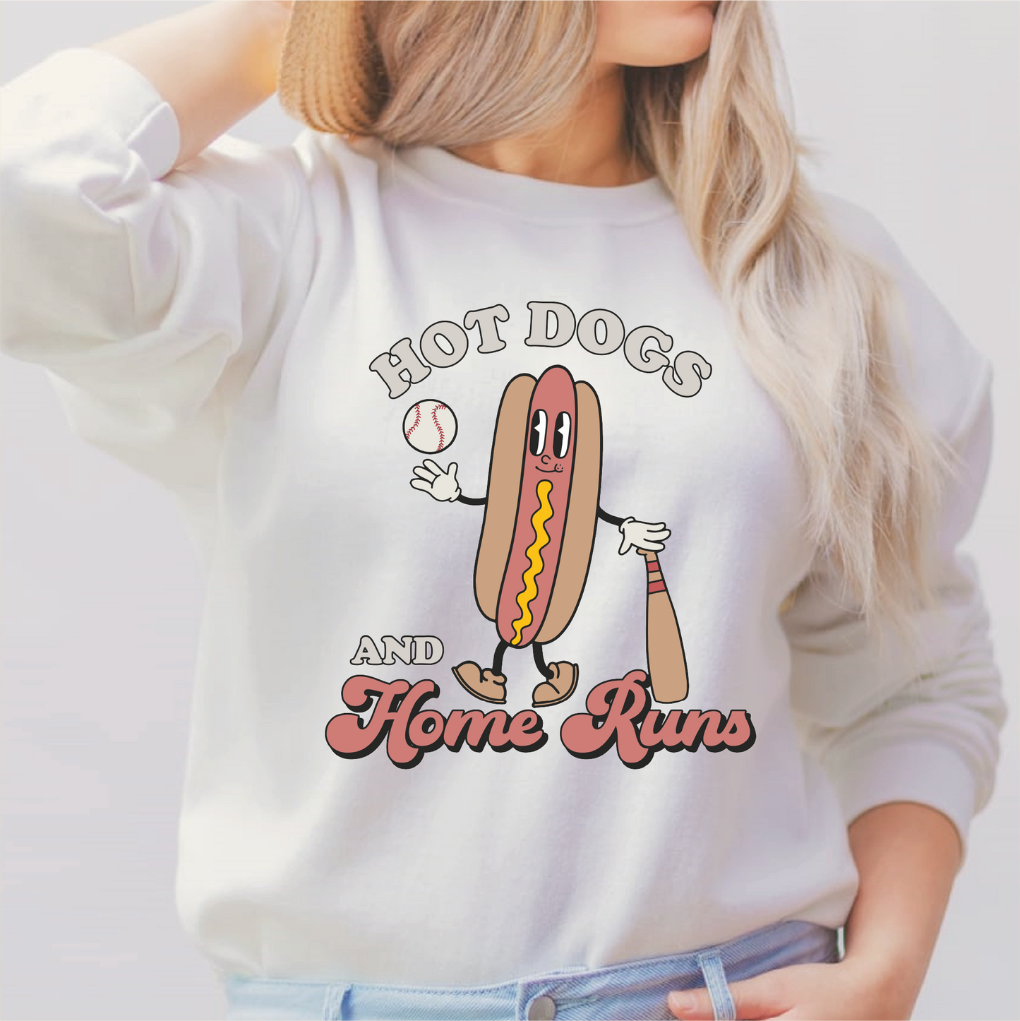 Hot Dogs and Home Runs SVG PNG | Retro Baseball Sublimation | Groovy T shirt Design