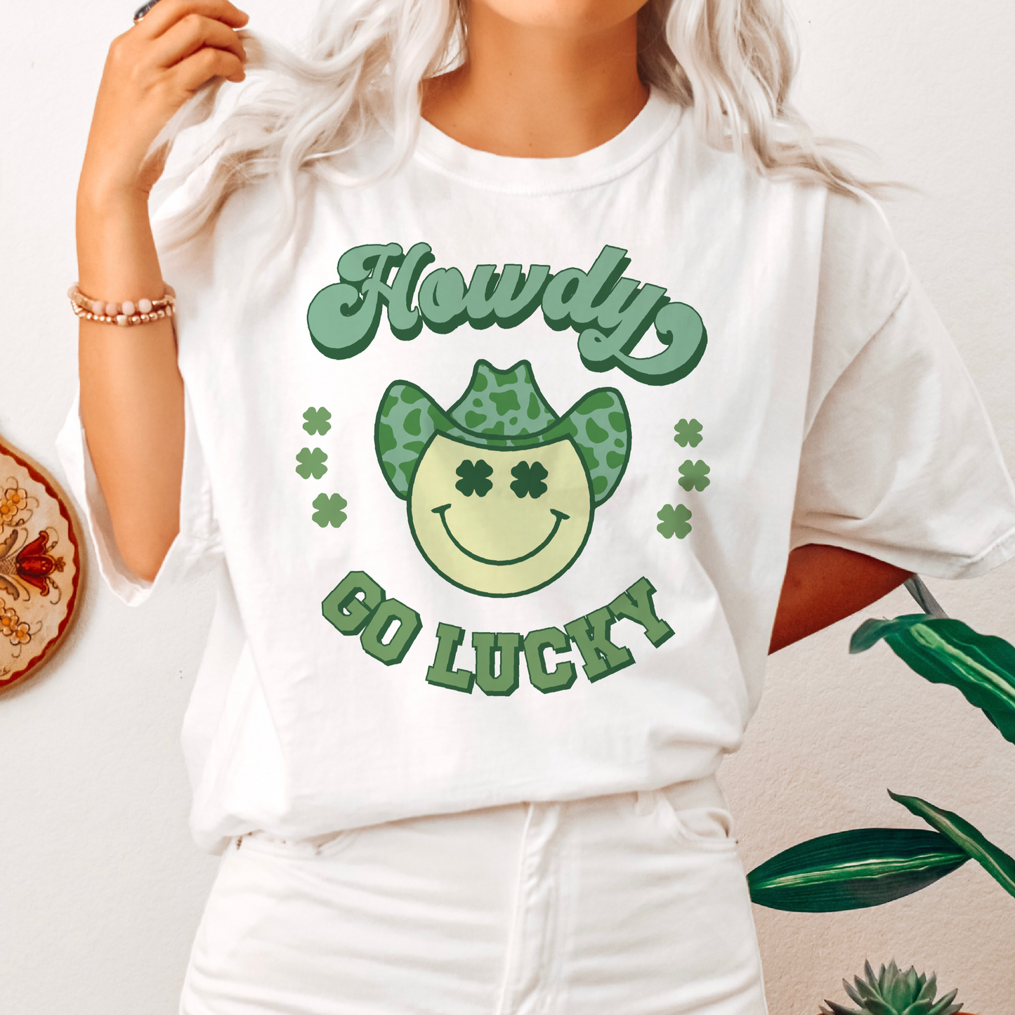 Howdy Go Lucky PNG SVG | St. Patricks Day Sublimation | Groovy Patty's Tshirt Design