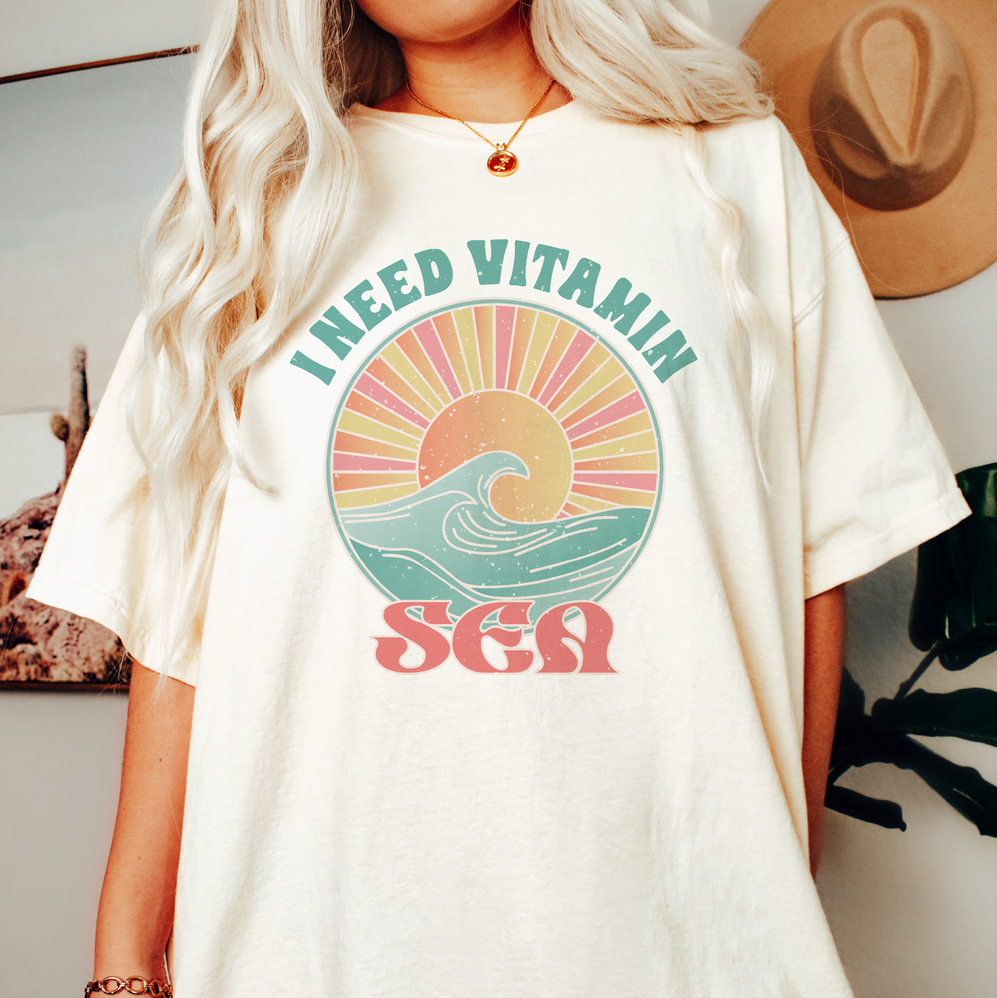 I Need Vitamin Sea PNG SVG | Retro Summer Sublimation | Beach T shirt Design