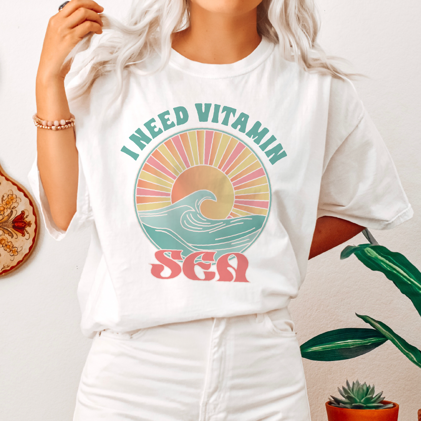 I Need Vitamin Sea PNG SVG | Retro Summer Sublimation | Beach T shirt Design