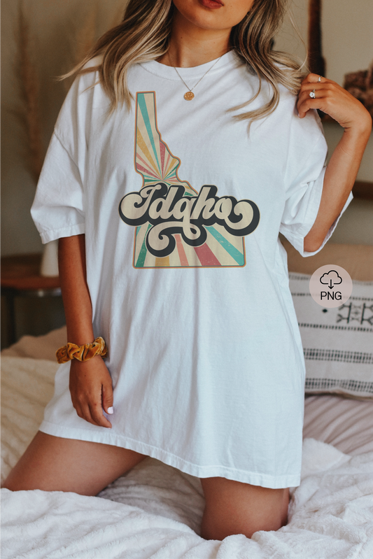 Idaho PNG | Vintage Idaho State Sublimation | Retro Distressed T shirt Design