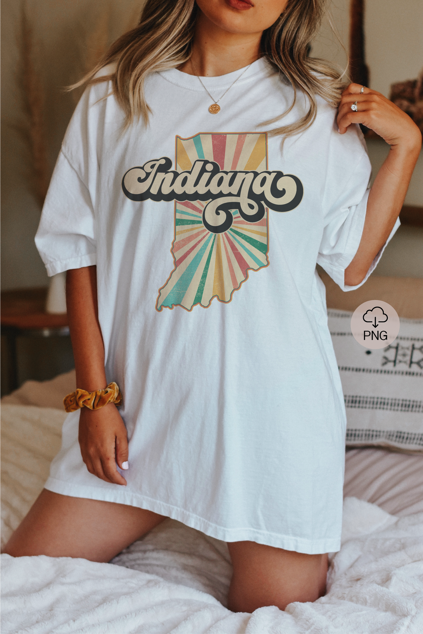 Indiana PNG | Vintage Indiana State Sublimation | Retro Distressed T shirt Design