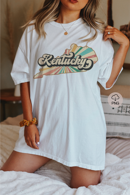 Kentucky PNG | Vintage Kentucky State Sublimation | Retro Distressed T shirt Design