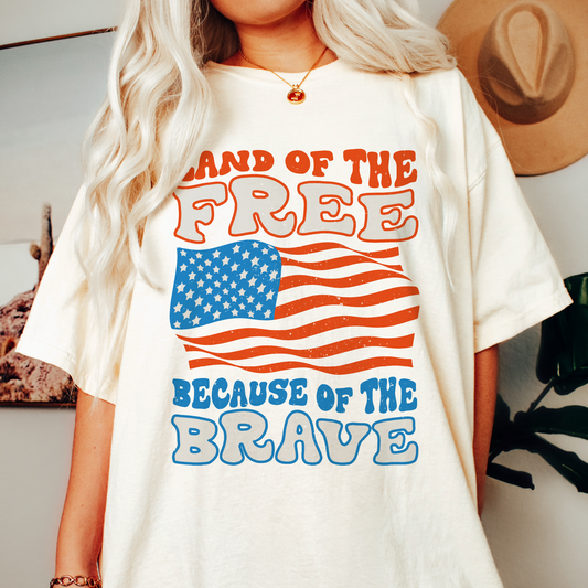 Land of the Free SVG PNG | Retro 4th of July Sublimation | Patriotic T shirt Design