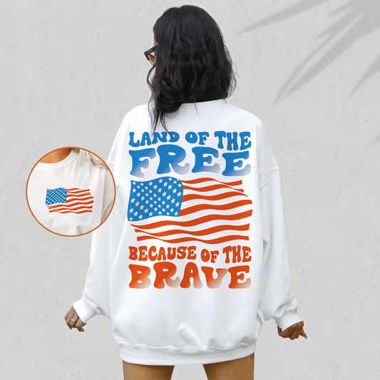 Land of the Free SVG PNG | Retro 4th of July Sublimation | Patriotic T shirt Design