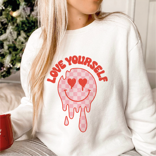 Love Yourself SVG PNG | Valentines Day Sublimation | Melted Smile Face T shirt Design