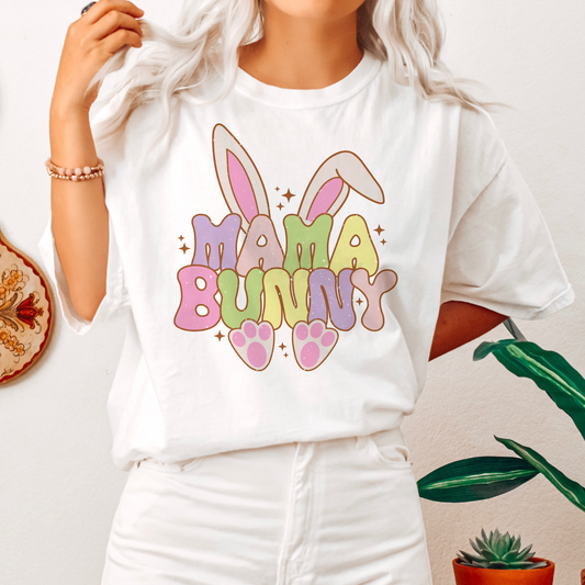 Mama Bunny PNG SVG | Retro Easter Sublimation | Groovy Mama and Me T shirt Design