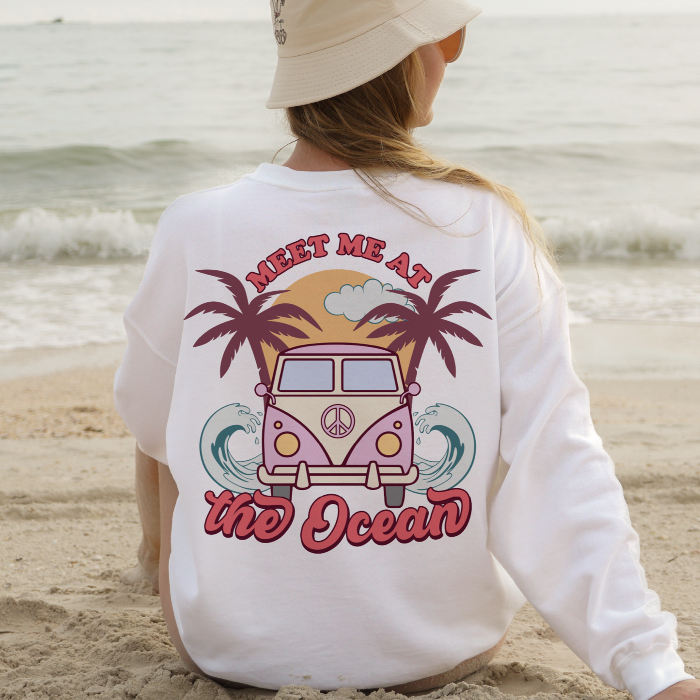 Meet Me At The Ocean PNG SVG | Hippie Summer Sublimation | Beach T shirt Design