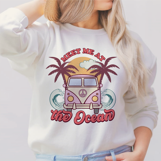 Meet Me At The Ocean PNG SVG | Hippie Summer Sublimation | Beach T shirt Design