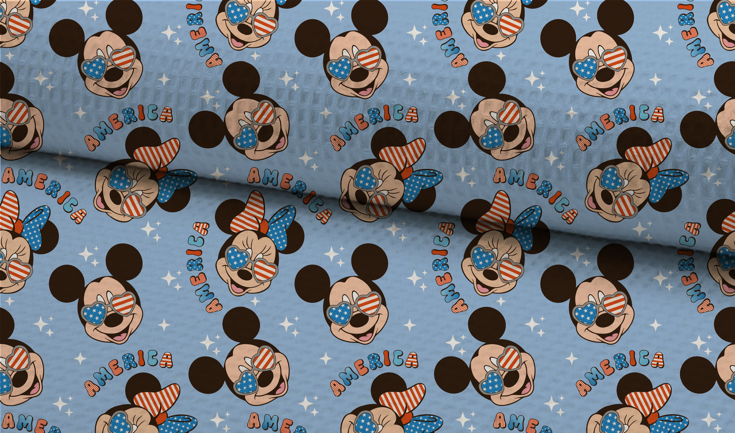 4th of July Blue Magical Mouse Seamless Pattern, Repeat Pattern for Fabric Sublimation