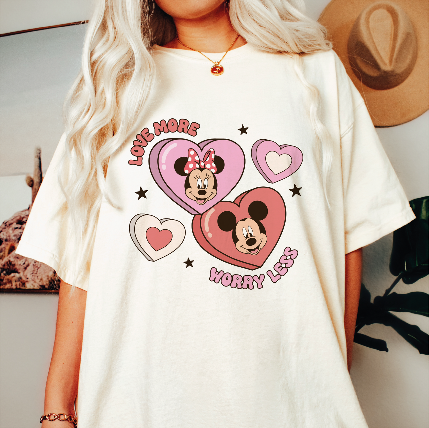 Love More Worry Less PNG SVG | Magical Valentine Heart Sublimation | Mouse T shirt Design