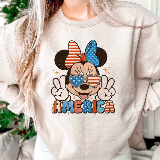 4th July Magical Minnie PNG SVG | Retro America Sublimation | Mouse T shirt Design