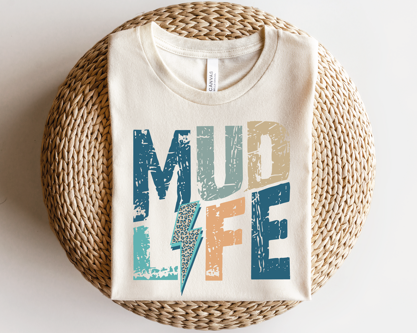 Mud Life SVG PNG | Distressed font Sublimation | Leopard Lightning Bolt | Summer T shirt Design