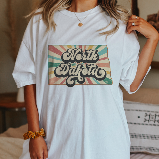 North Dakota PNG | Vintage North Dakota State Sublimation | Retro T shirt Design