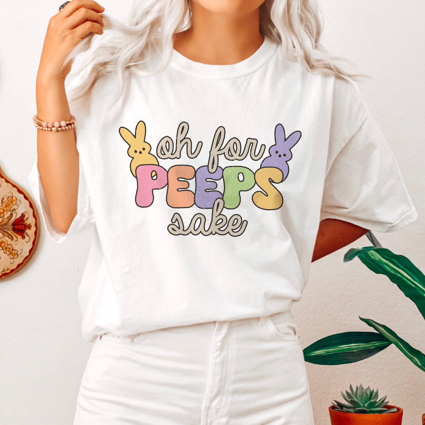 Oh for Peeps Sake PNG SVG | Groovy Easter Sublimation | Easter Bunny T shirt Design