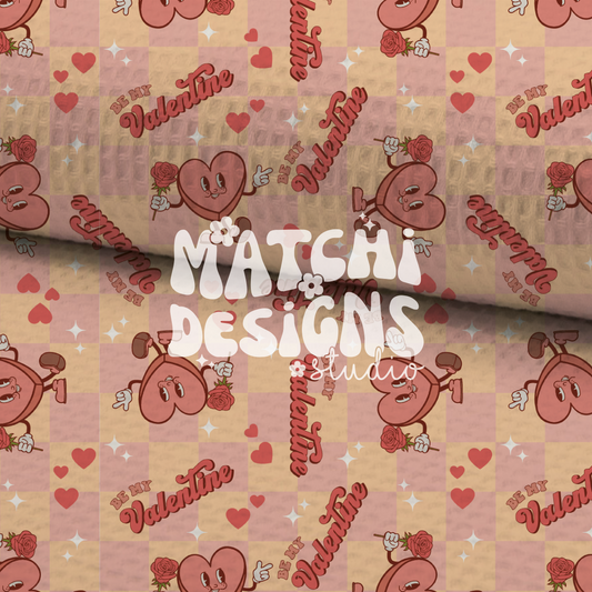 Valentines Seamless Pattern, Groovy Heart Be My Valentine, Repeat Pattern for Fabric Sublimation