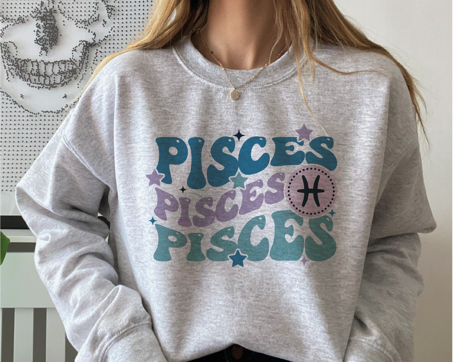 Pisces SVG PNG | Zodiac Sublimation | Retro Vintage Pisces | T shirt Design Cut file