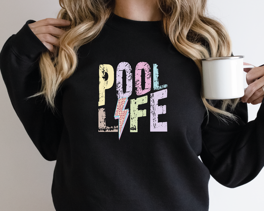 Pool Life SVG PNG | Distressed font Sublimation | Leopard Lightning Bolt | Summer T shirt Design