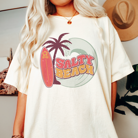 Salty Beach PNG SVG | Retro Vintage Summer Sublimation | Beach T shirt Design