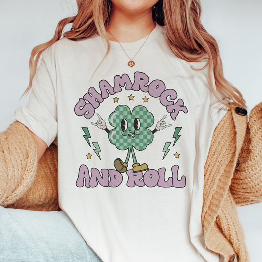 Shamrock and Roll PNG SVG | St. Patricks Day Sublimation | Groovy Patty's Tshirt Design