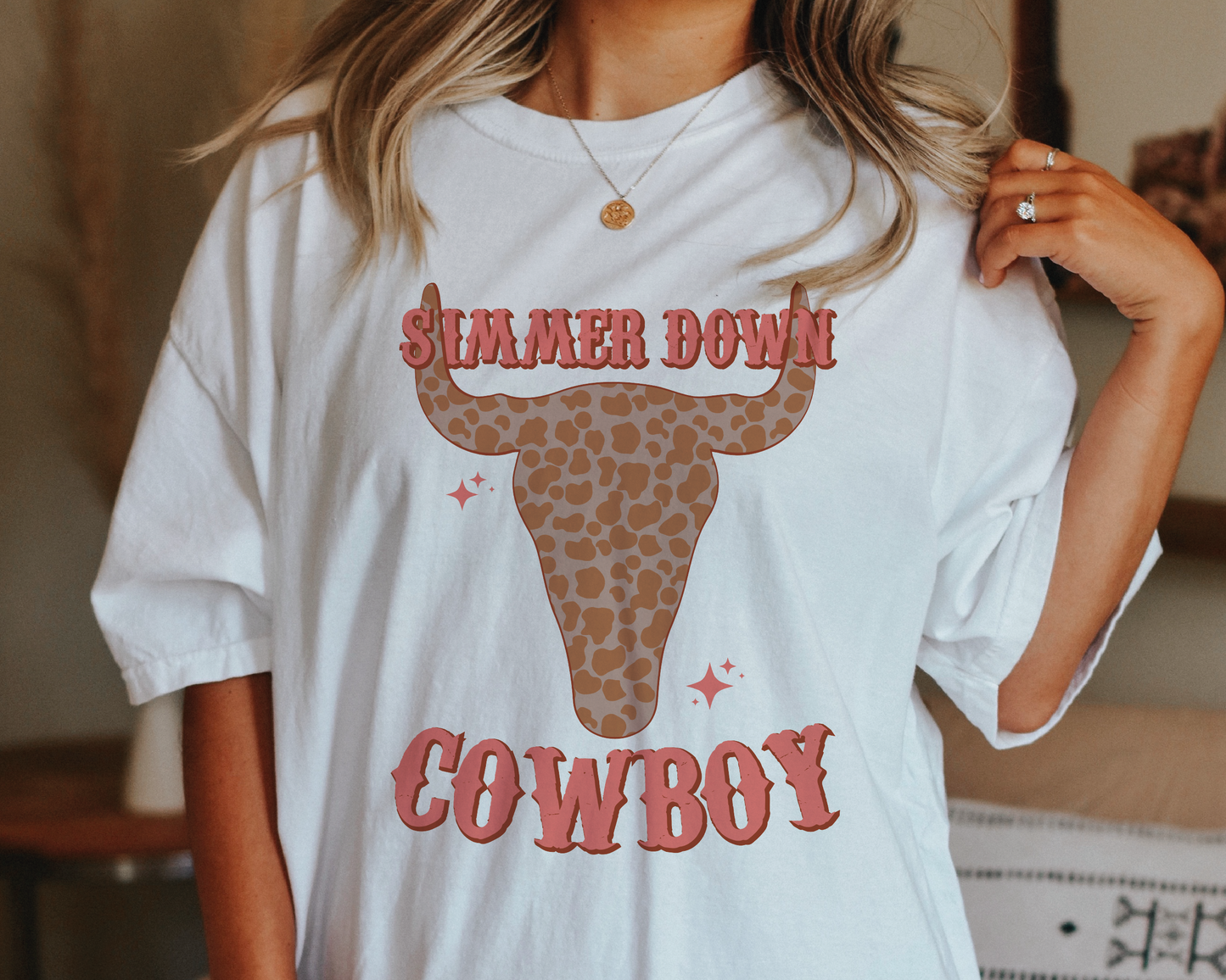 Simmer Down Cowboy SVG PNG | Western Sublimation | Retro Cowgirl | T shirt Design Cut file