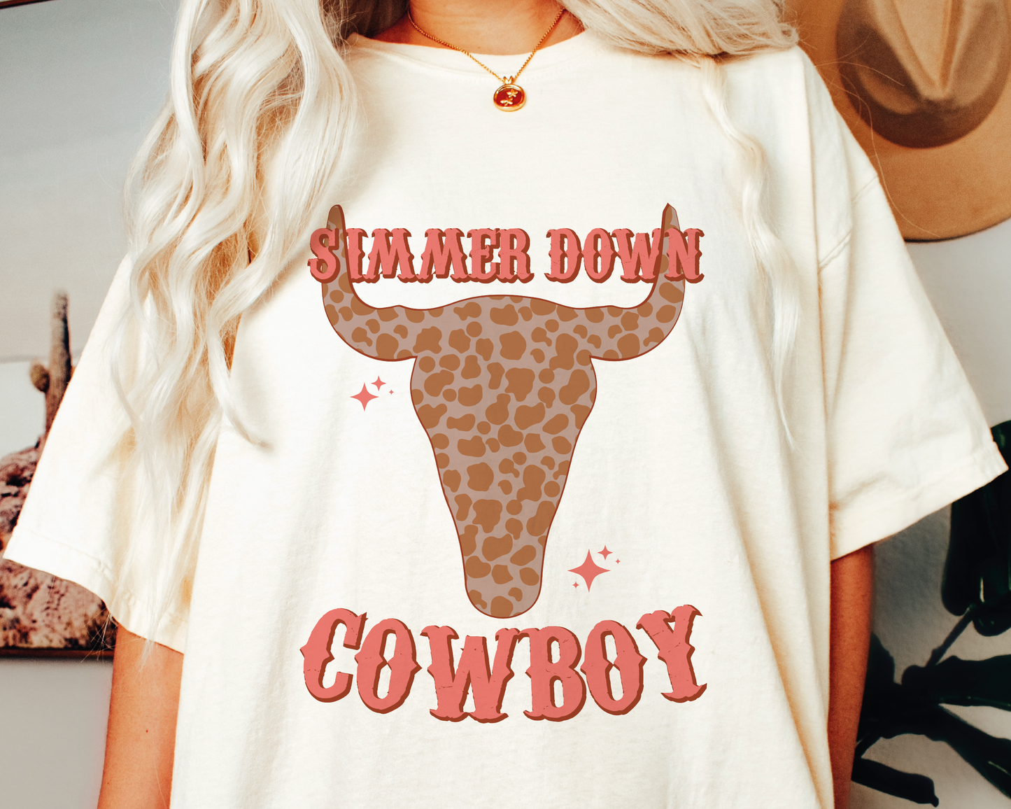 Simmer Down Cowboy SVG PNG | Western Sublimation | Retro Cowgirl | T shirt Design Cut file