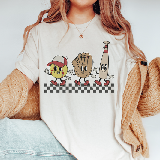 Softball Characters SVG PNG | Retro Cute Softball Sublimation | Groovy T shirt Design