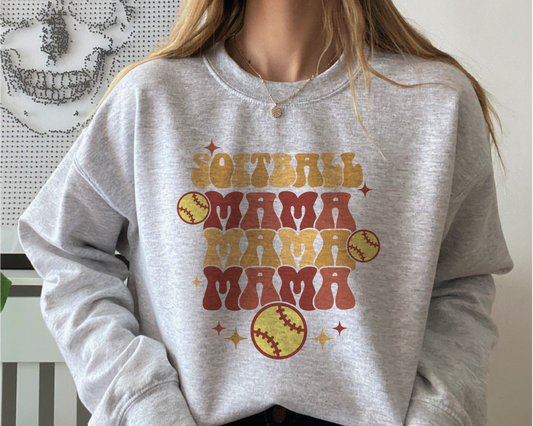 Softball Mama SVG PNG | Groovy Softball Sublimation | Retro Mom T shirt Design