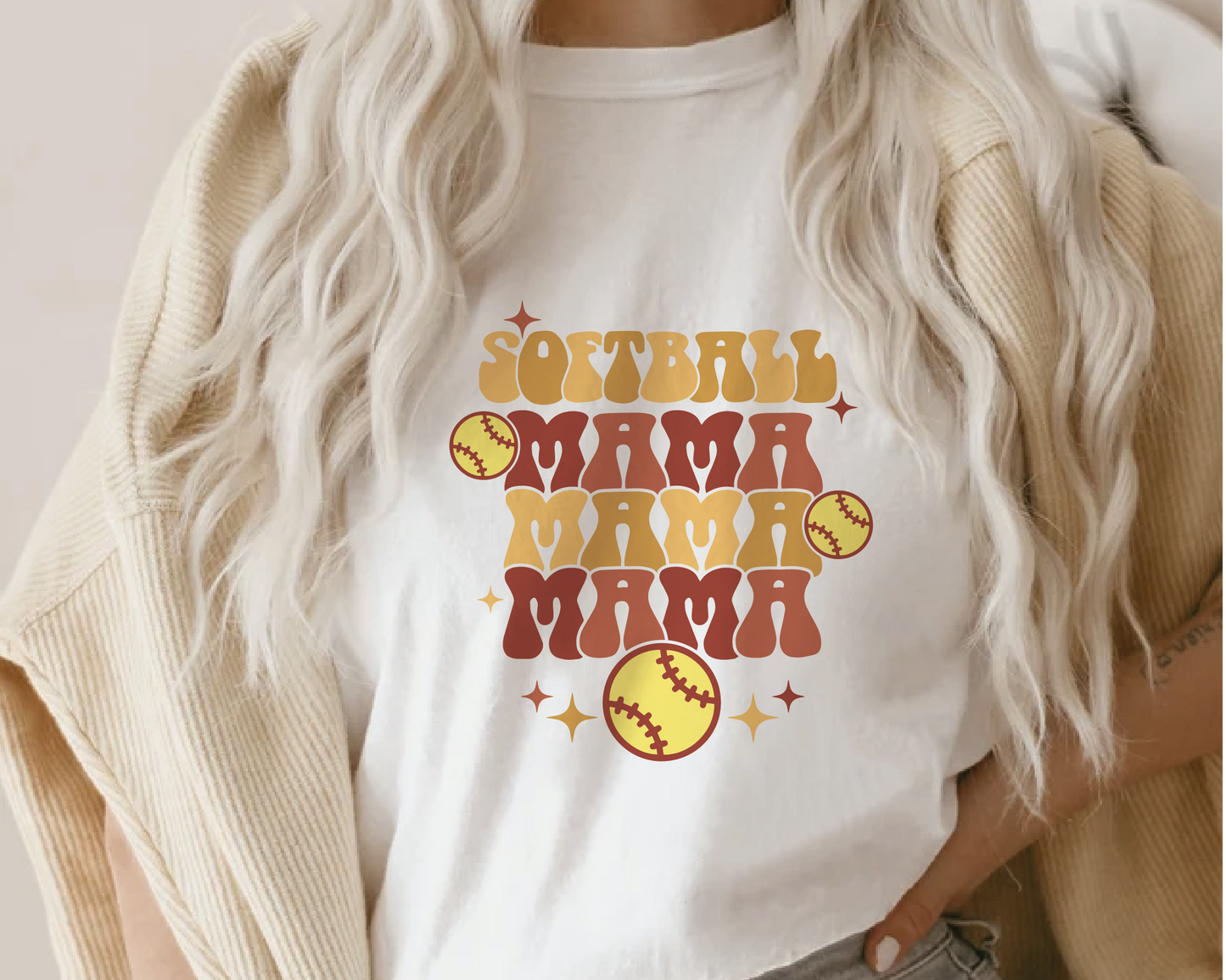 Softball Mama SVG PNG | Groovy Softball Sublimation | Retro Mom T shirt Design
